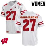 Women's Wisconsin Badgers NCAA #27 Rafael Gaglianone White Authentic Under Armour Stitched College Football Jersey UP31P67PB